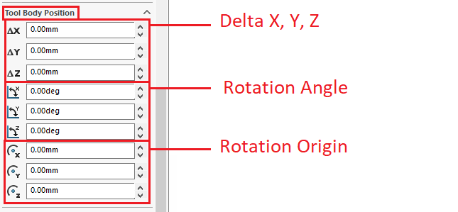 تعیین موقعیت Tool Body توسط مقادیر عددی در ابزار Deform در روش  Surface Push